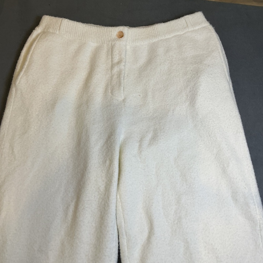 On 34th Womens Knit Pants XL White Boucle High Rise Wide Leg Elastic Waist Soft